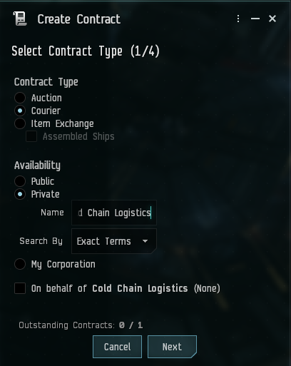 Sample Courier Contract Screenshot